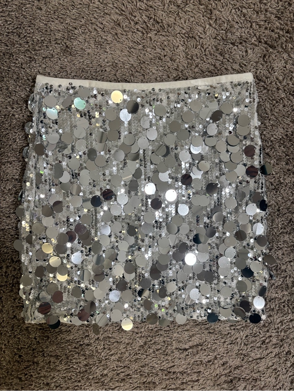 Silver Sequin Mini Skirt